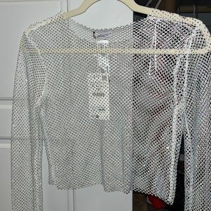 NWT jeweled fish net Zara Top